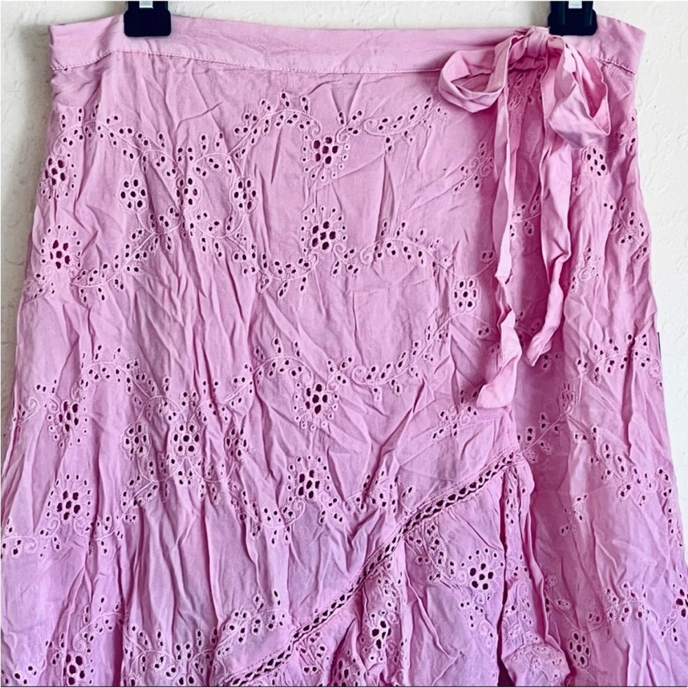 🆕Young Fabulous & Broke Elena Faux Wrap High-low Eyelet Skirt size Large - Picture 10 of 16